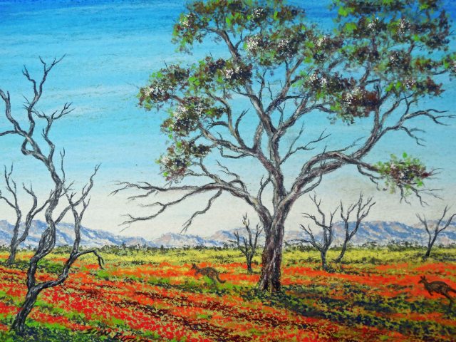 "Life in the Outback". Pastel painting by Sian Butler.