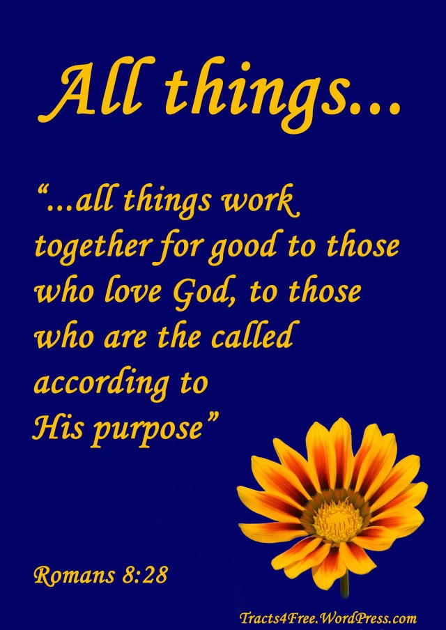 Romans 8:28 Christian poster by David Clode.