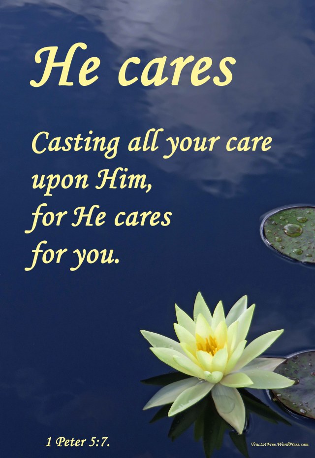 "He cares" Bible verse poster by David Clode.