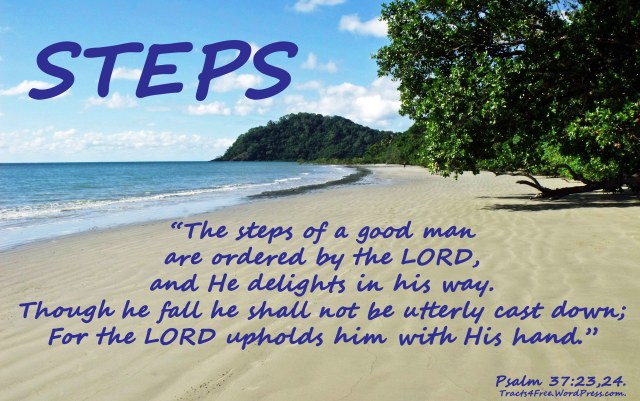 The steps of a good man. Psalm 37: Bible verse poster by David Clode.